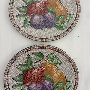 Set of two Vintage Sango Zoey Mosaic Plate with Fruit Design